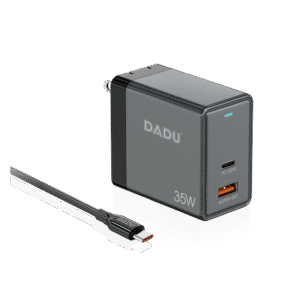 DADU Charger Series Fast Charger, PD 35W USB-C & 18W QC 3.0 USB-A Ports, PPS, Compatible With iPhone 16/15/14/13, S25/S24, Power Bank, Ultra Compact Design (With 1m USB-C to USB-C Cable)